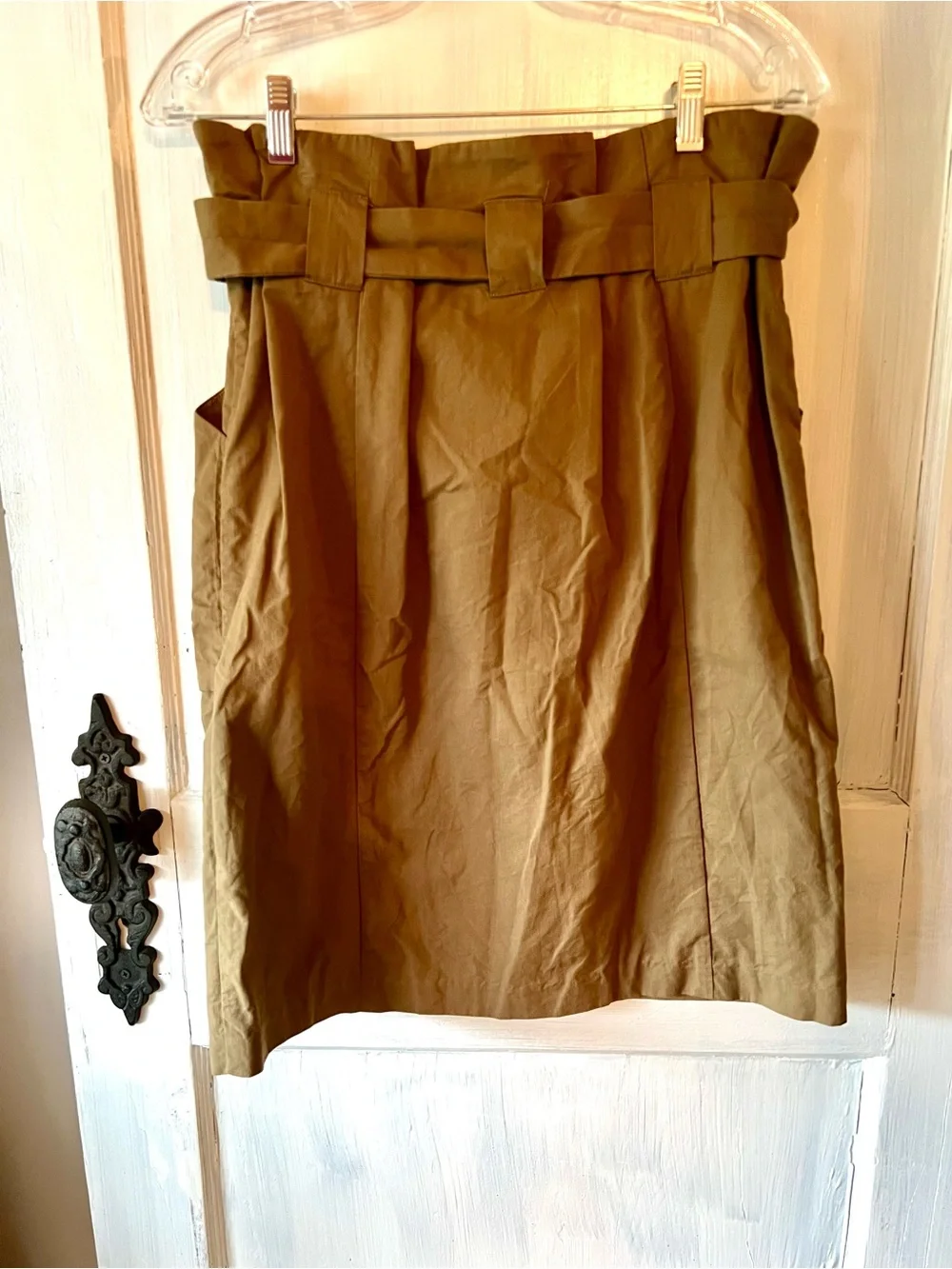 H&M Khaki Olive Utility Skirt with Tie Waist